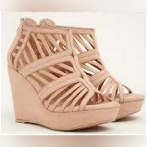 Nude Platform Cage Wedges